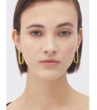 Thumbnail for Rectangle Gold Hoop Earrings