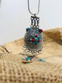 Thumbnail for Ethnic Tibetan Silver Pendant Set