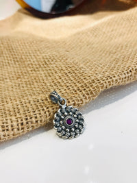 Thumbnail for Red Stone Silver Oxidise Pendant