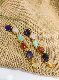Thumbnail for Multi Raw Stone Danglers Earrings