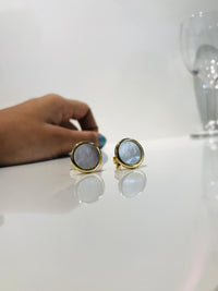 Thumbnail for Gold Platted Mother Pearl Cufflink Earrings