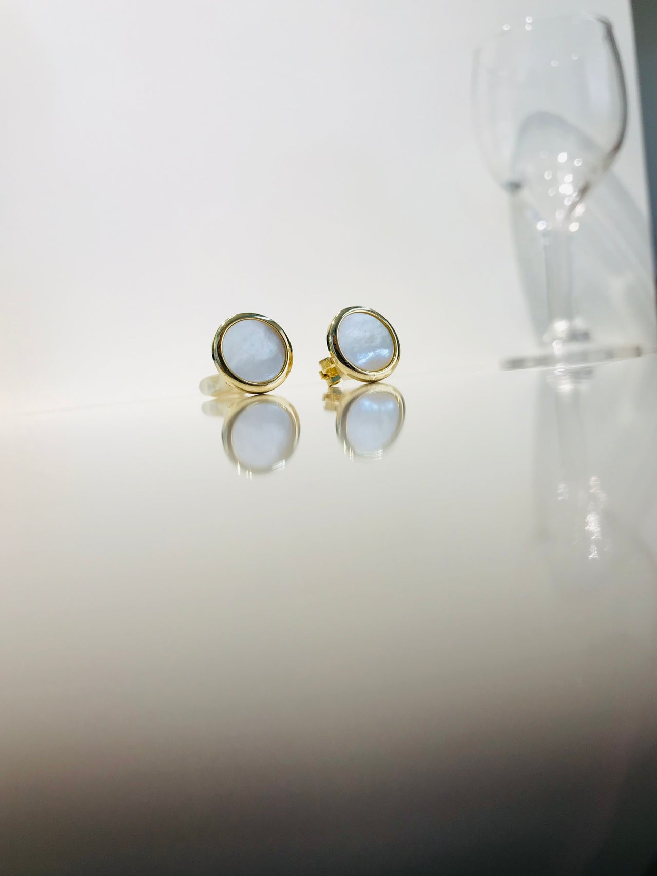 Gold Platted Mother Pearl Cufflink Earrings