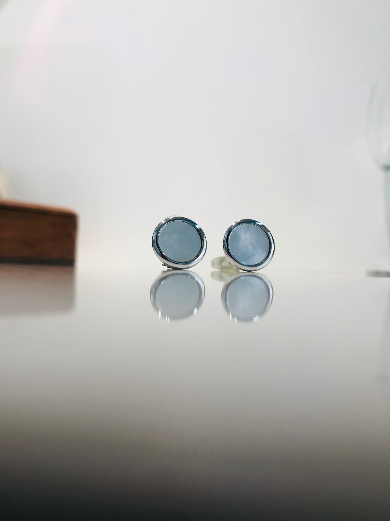Mother Pearl CuffLink Earrings