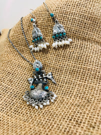 Thumbnail for 925 Peacock Pearl Pendant Set