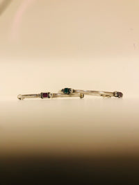Thumbnail for Ruby Emerald Silver Bangle