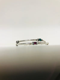 Thumbnail for Ruby Emerald Silver Bangle