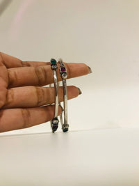 Thumbnail for Ruby Emerald Silver Bangle