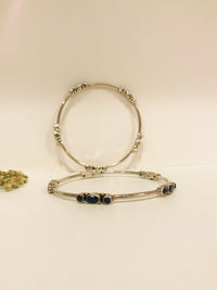 Thumbnail for Blue Stone Silver Bangle