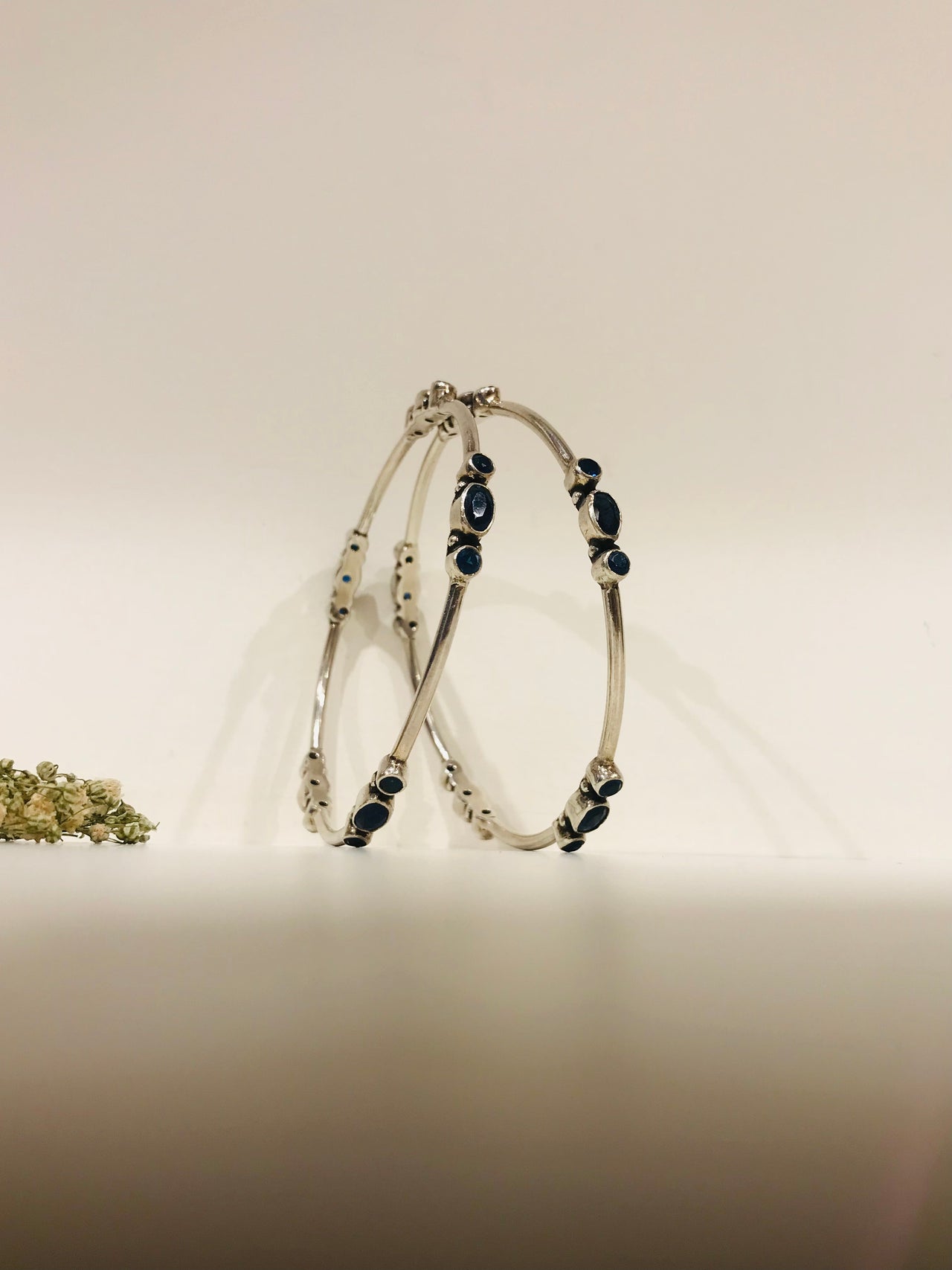 Blue Stone Silver Bangle