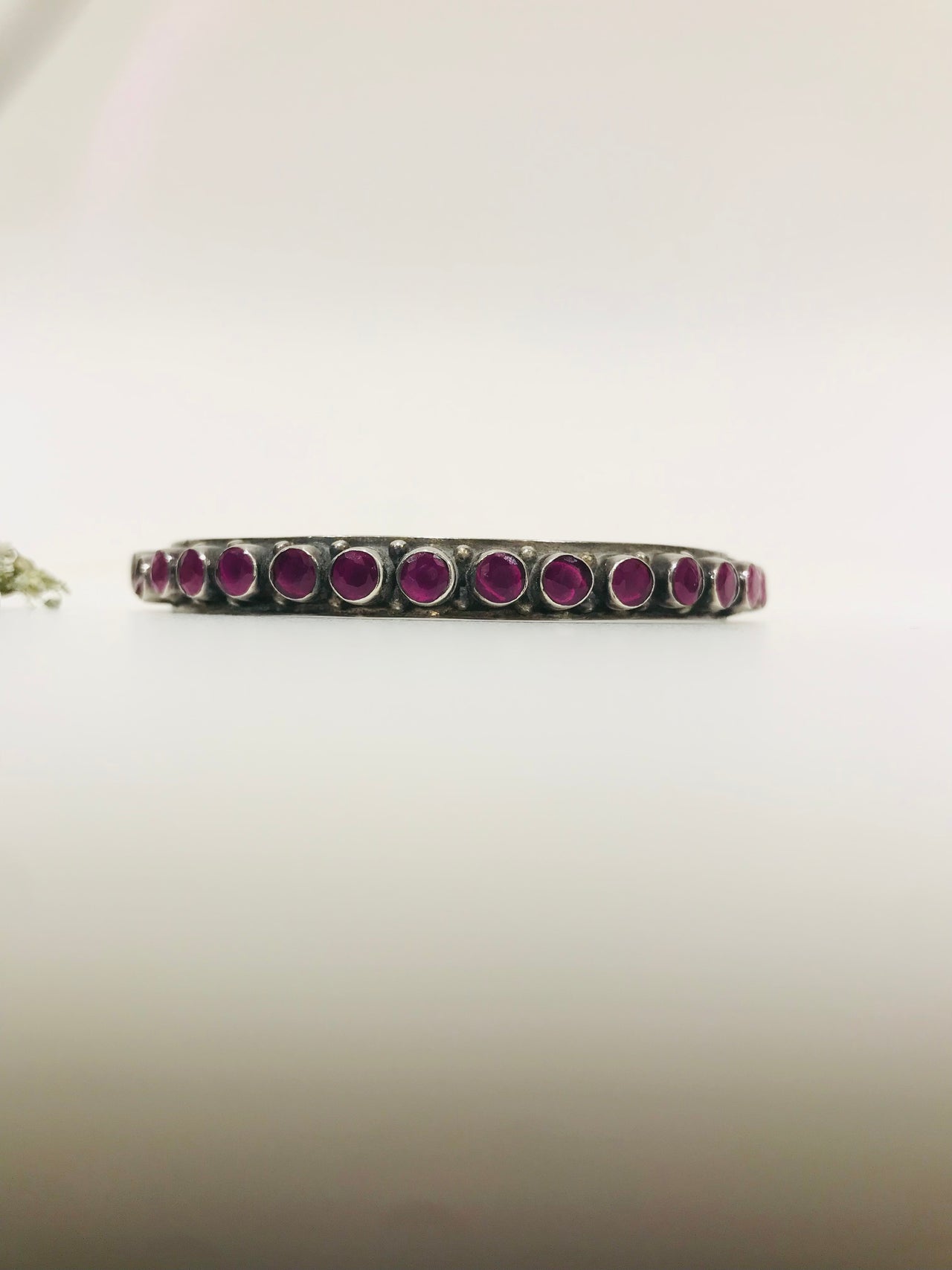 925 Silver Round Ruby Bangle