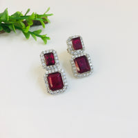 Thumbnail for Ruby Doublet Silver Earrings
