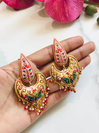 Thumbnail for Peacock Art Tanjore Earrings