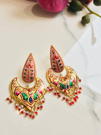 Thumbnail for Peacock Art Tanjore Earrings