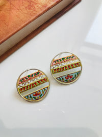 Thumbnail for Round Flower Tanjore Earrings