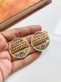 Thumbnail for Round Flower Tanjore Earrings