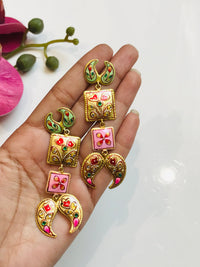 Thumbnail for Floral Long Tanjore Earrings