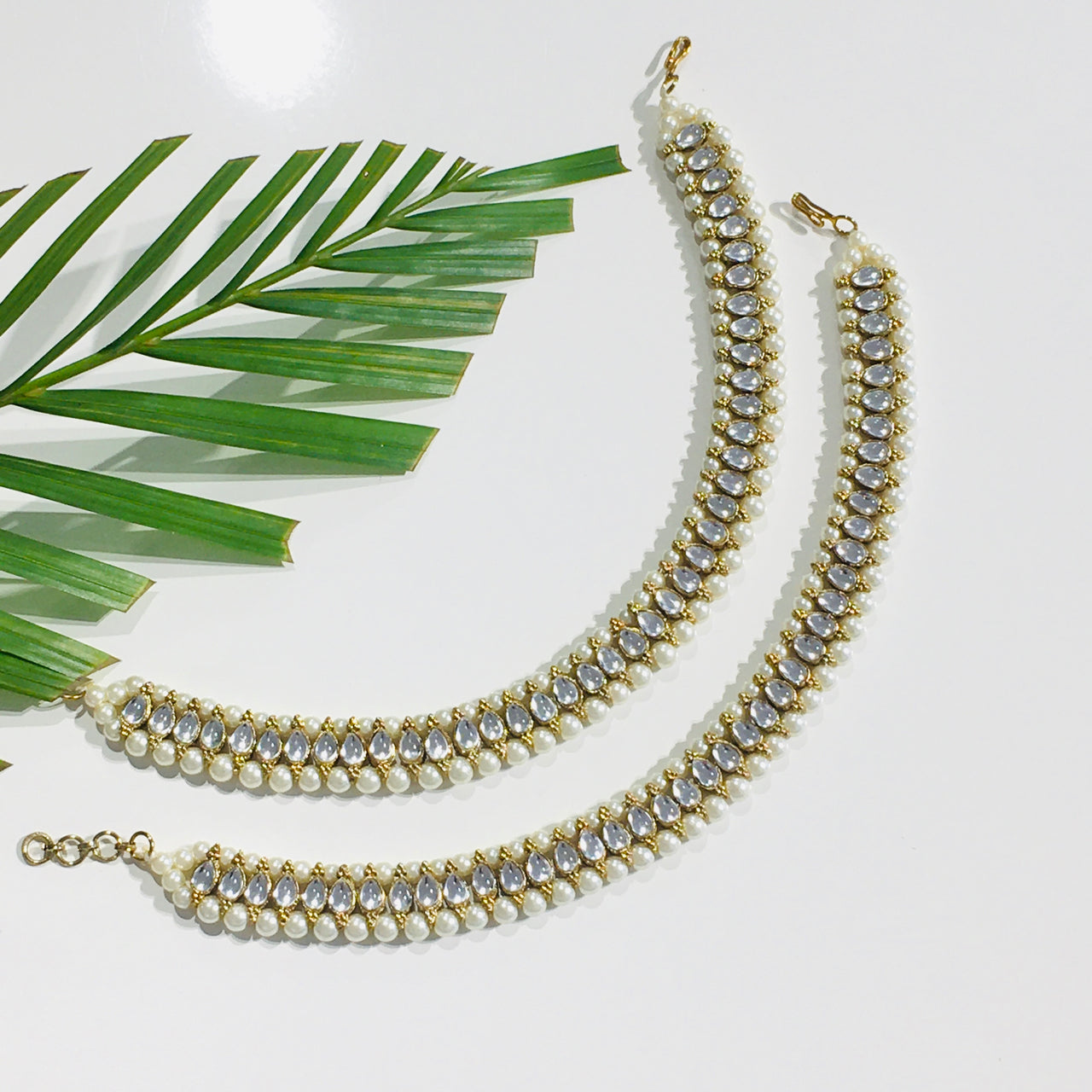 Kundan Pearl Anklet Zayn Luxury Jewellery