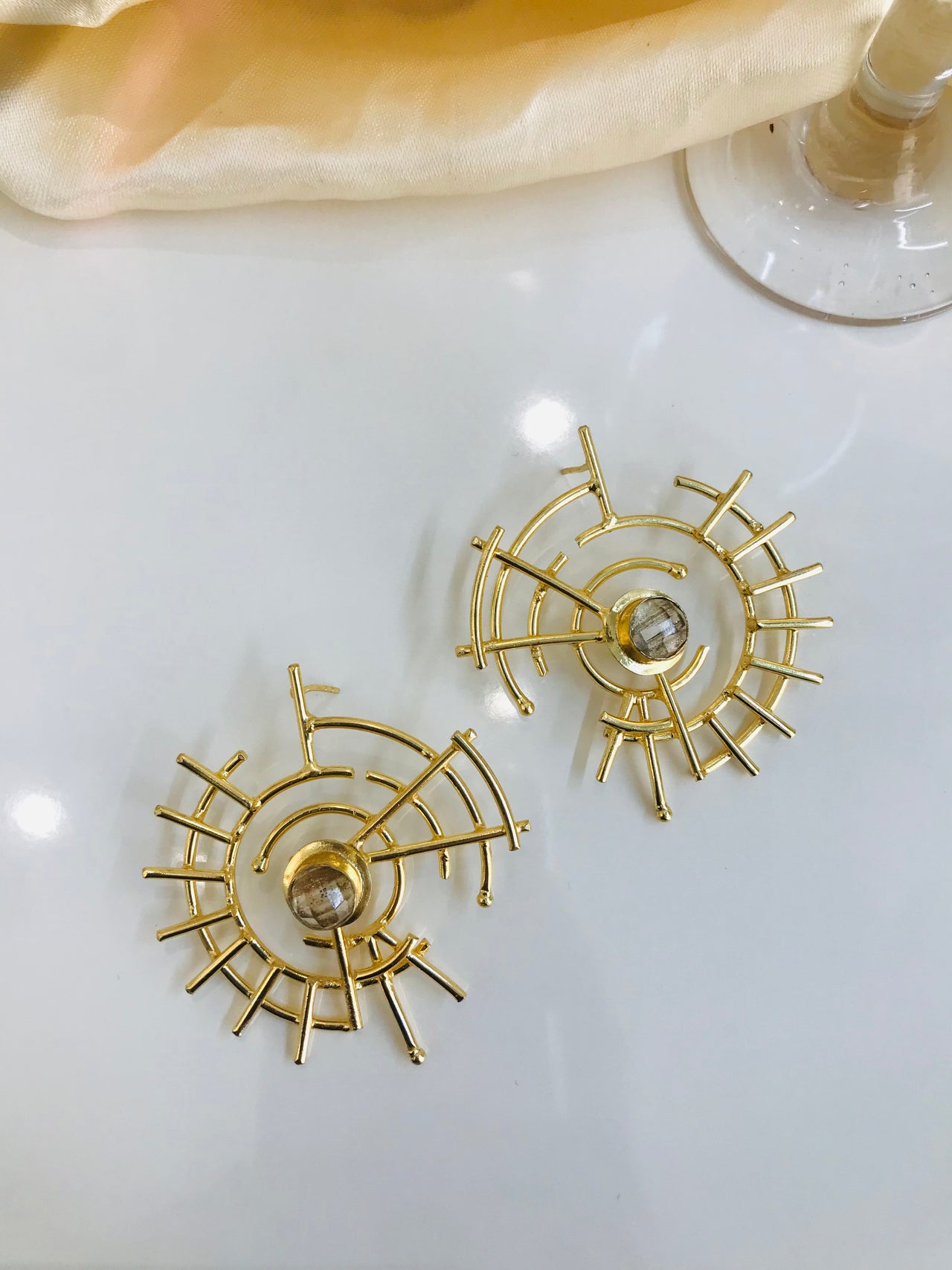 Brass Wheel Earrings