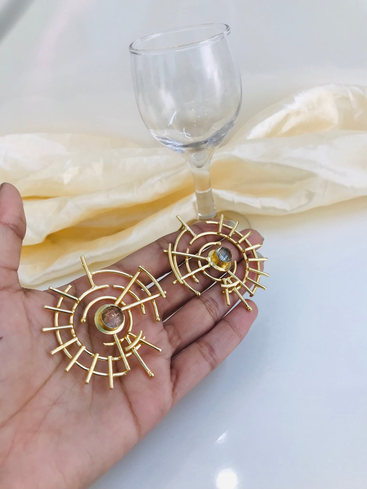 Brass Wheel Earrings