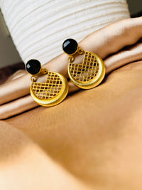 Thumbnail for Black Stone Gold Earrings
