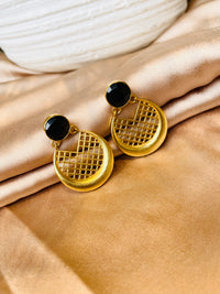 Thumbnail for Black Stone Gold Earrings