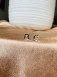 Thumbnail for Silver Rectangle Stud Earrings