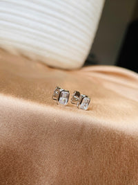 Thumbnail for Silver Rectangle Stud Earrings