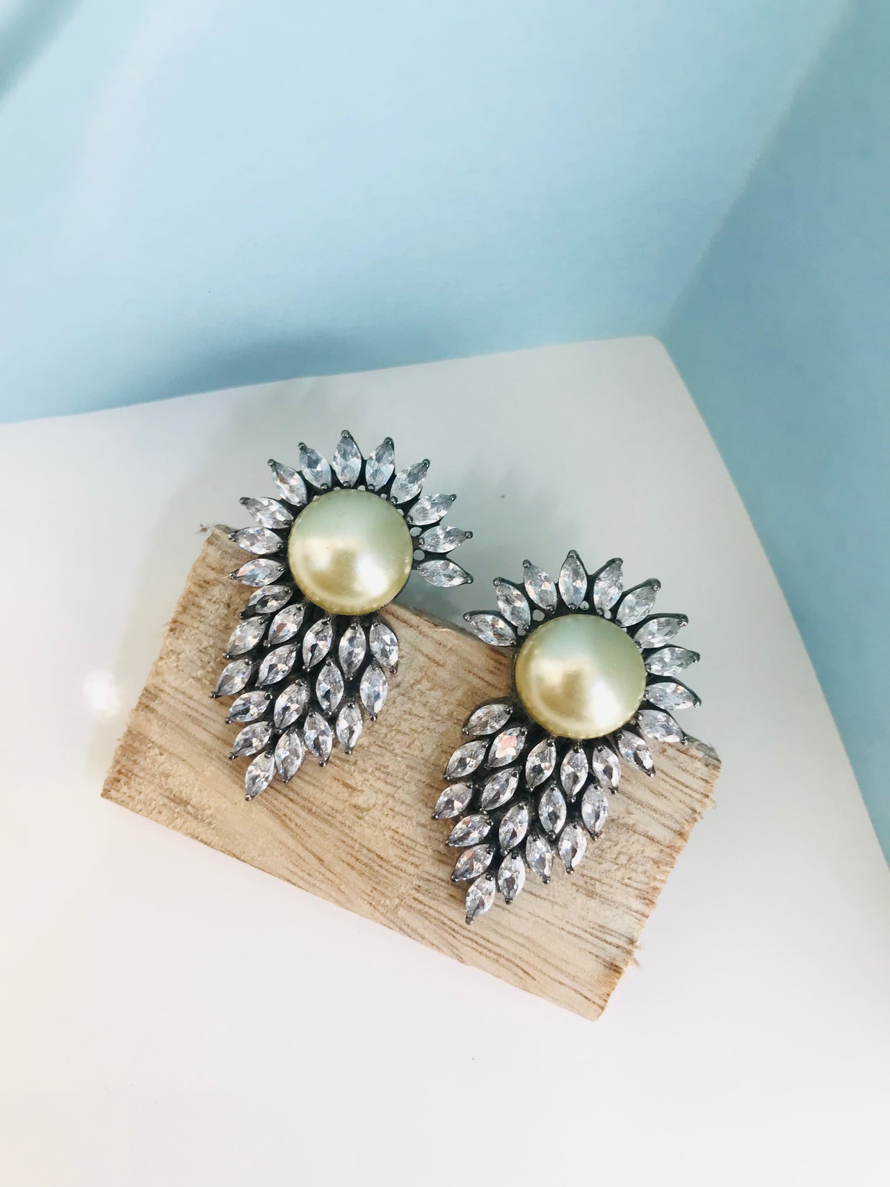 Studded Diamond Leaf Earrings