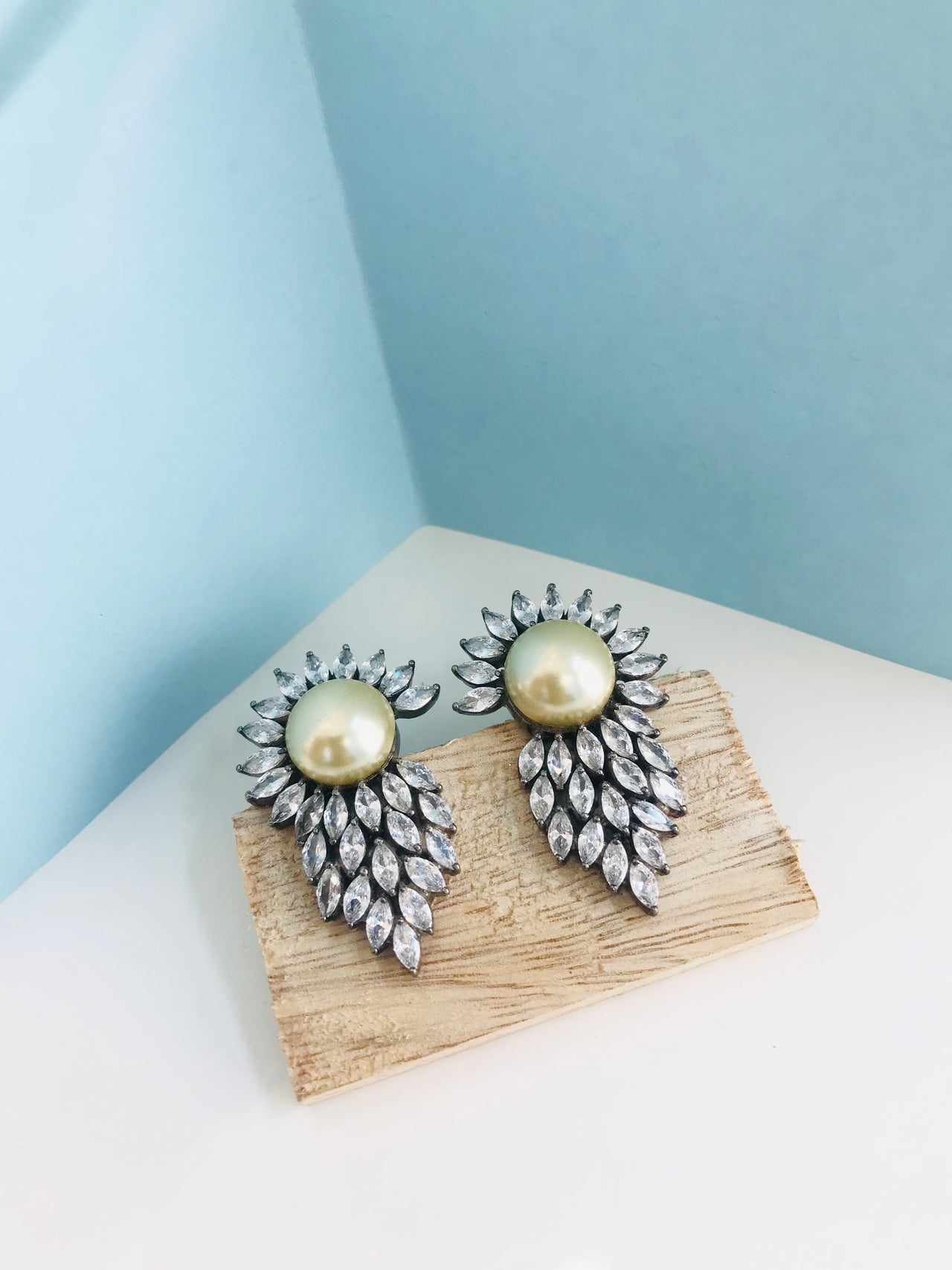 Studded Diamond Leaf Earrings