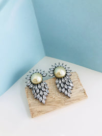 Thumbnail for Studded Diamond Leaf Earrings
