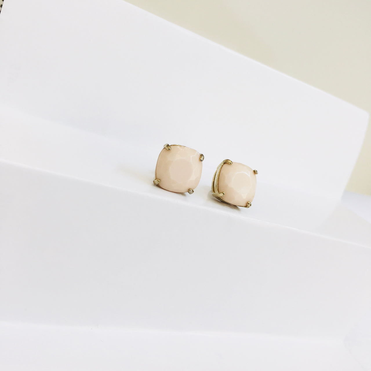 Beige Stone Stud Earrings Zayn Luxury Jewellery