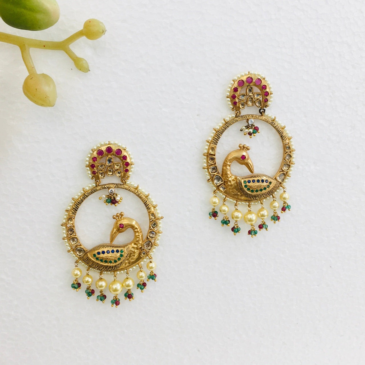 Gold Peacock Chandbali Earrings Zayn Luxury Jewellery