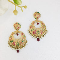 Thumbnail for Multi Jadau Pearl Chand Bali Earrings Zayn Luxury Jewellery