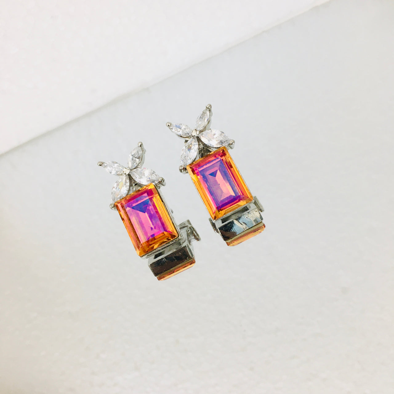 Orange Crystal Stud Earrings Zayn Luxury Jewellery