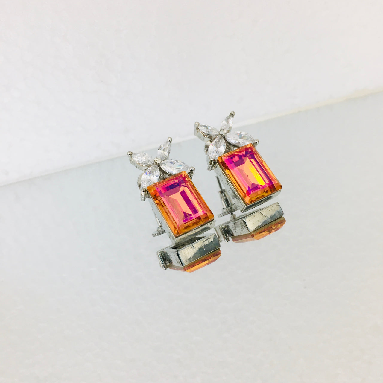 Orange Crystal Stud Earrings Zayn Luxury Jewellery