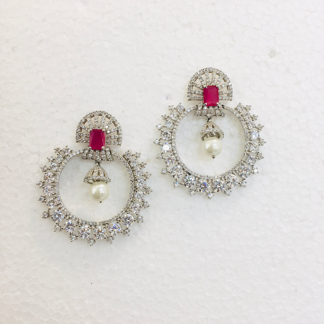 Diamond Ruby Dangler Earrings Zayn Luxury Jewellery