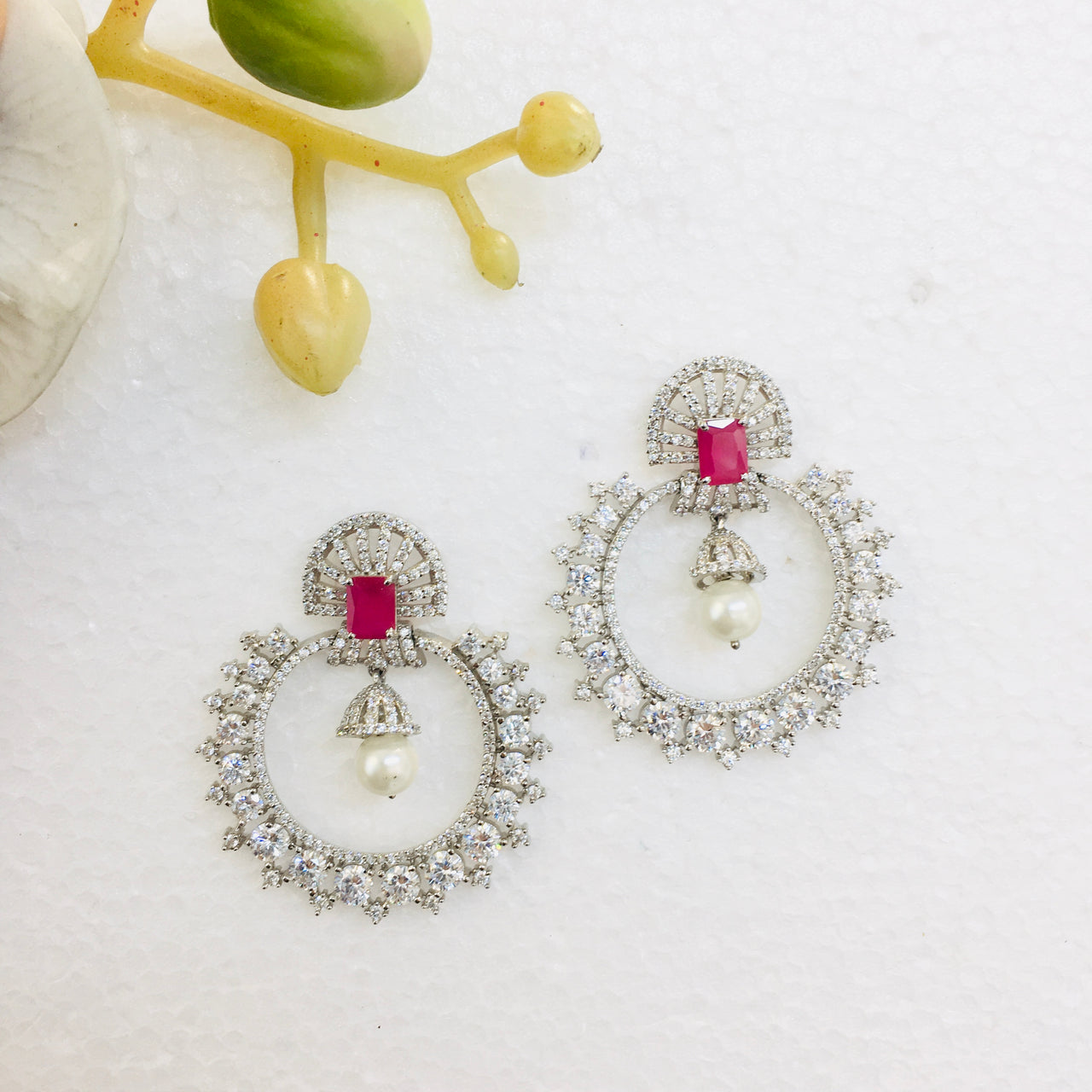 Diamond Ruby Dangler Earrings Zayn Luxury Jewellery