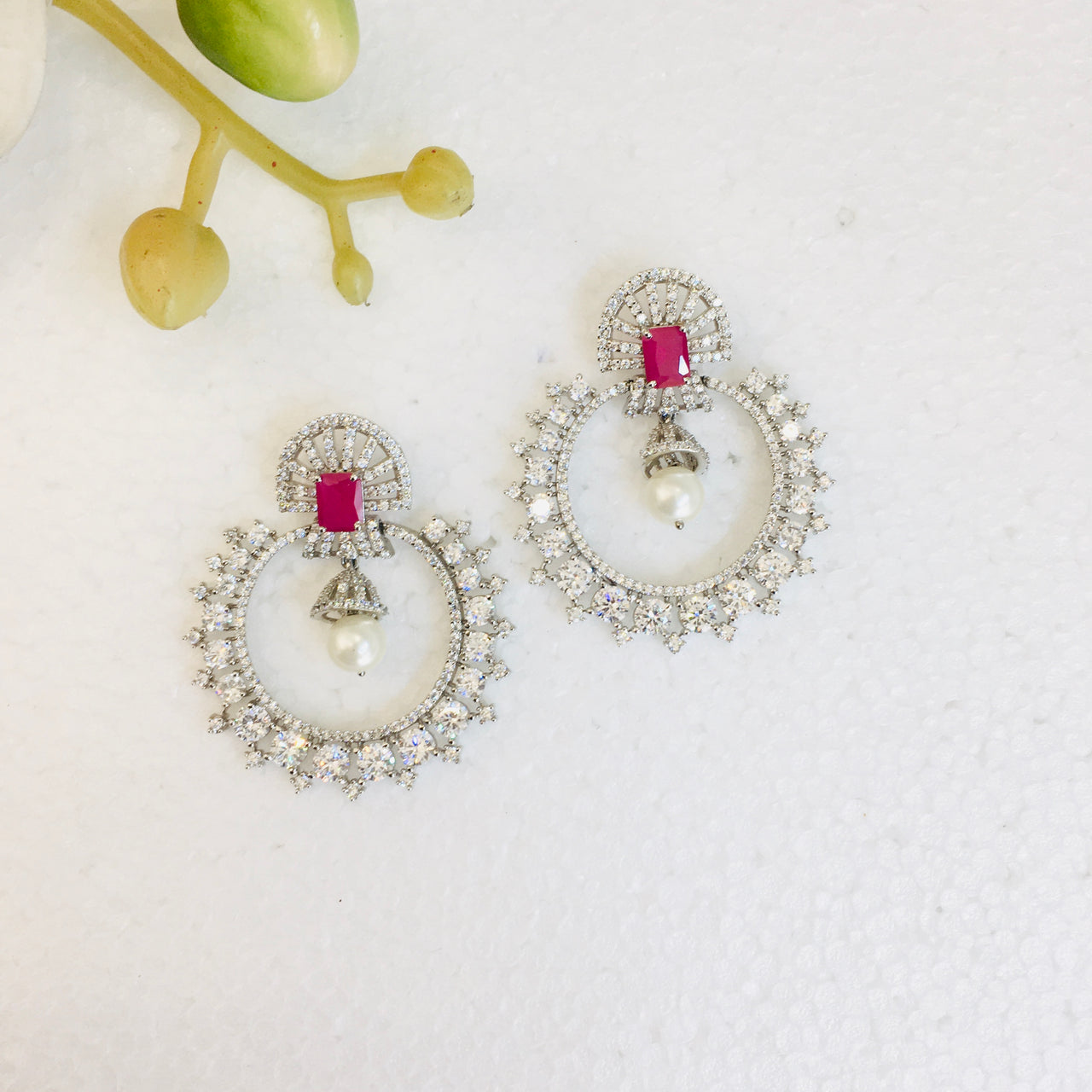 Diamond Ruby Dangler Earrings Zayn Luxury Jewellery