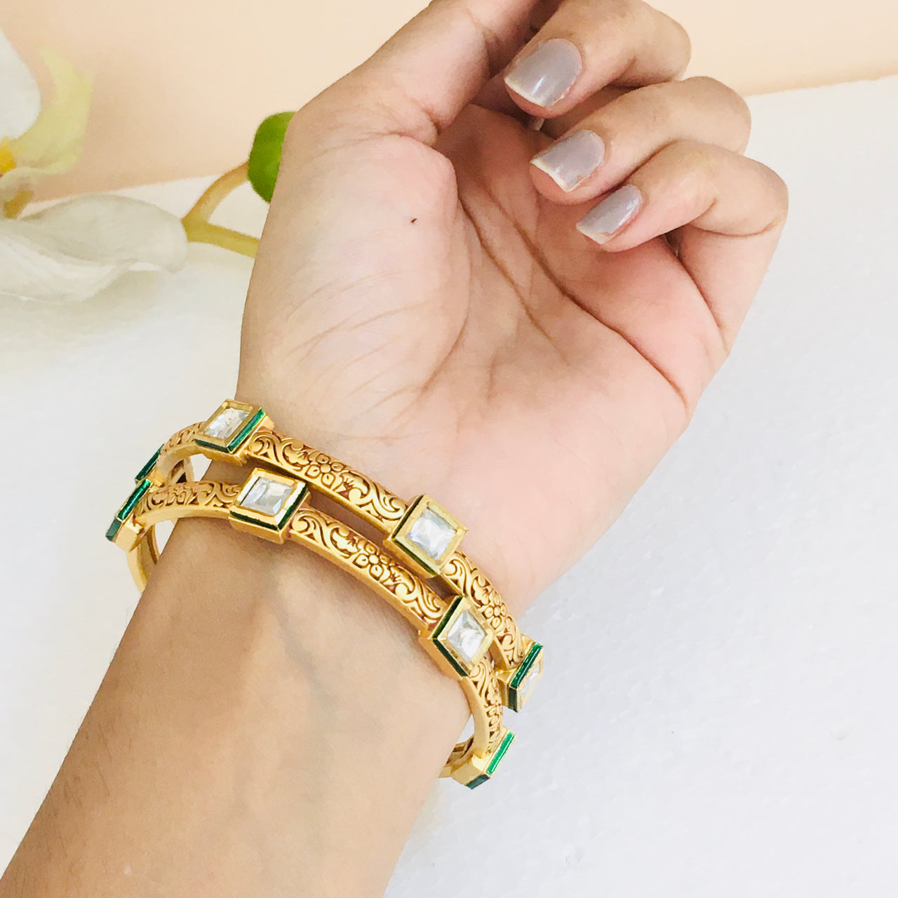 Square Shape Kundan Bangle Zayn Luxury Jewellery