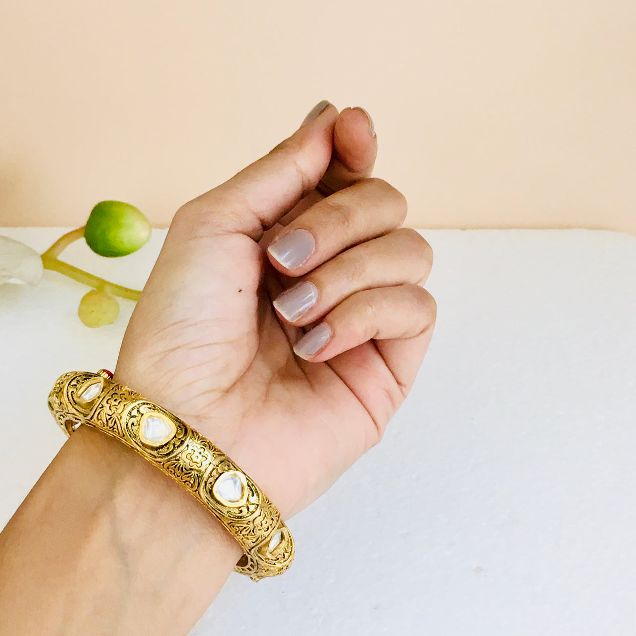 Gold Polki Bangle Zayn Luxury Jewellery
