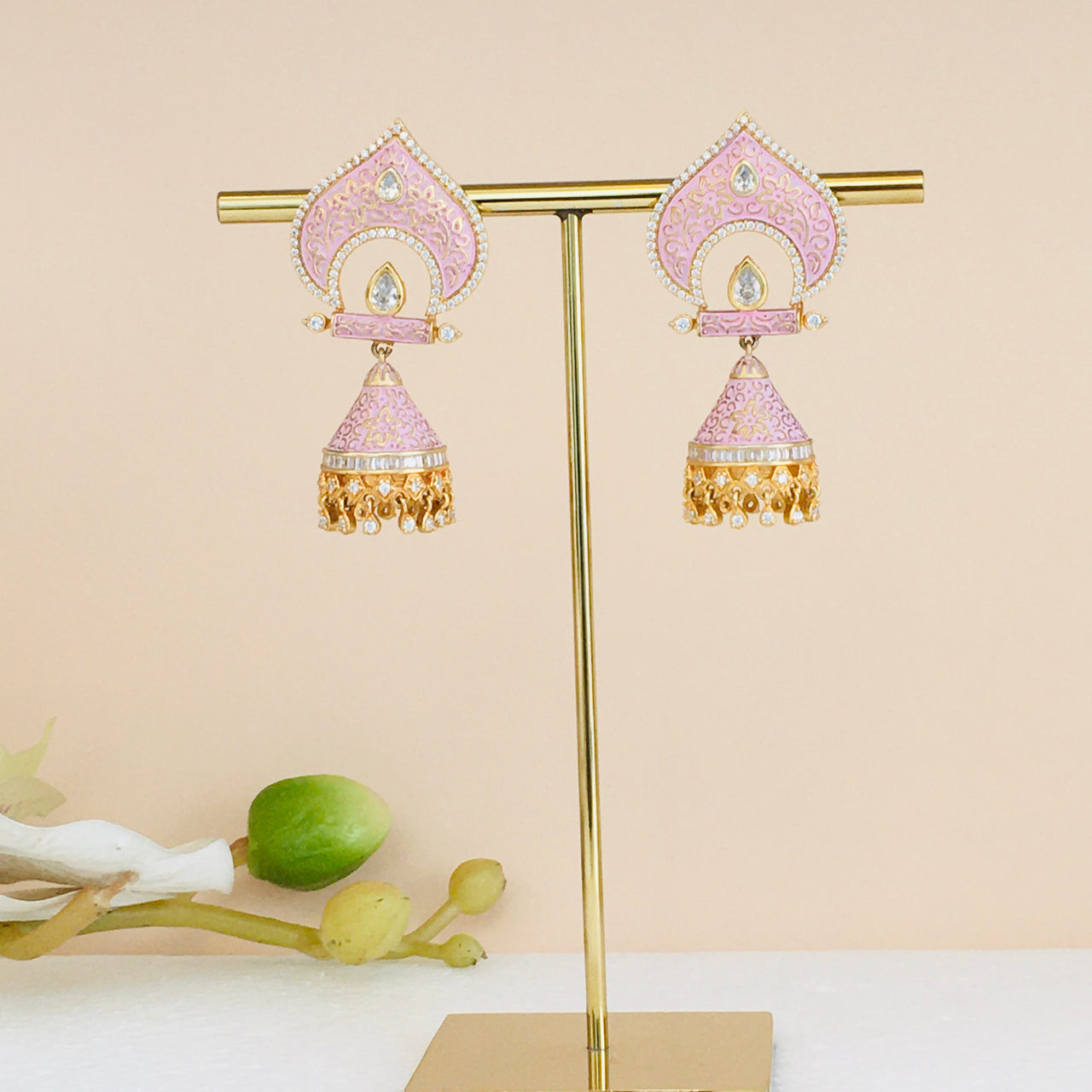 Meenakari Jhumki Earrings Zayn Luxury Jewellery