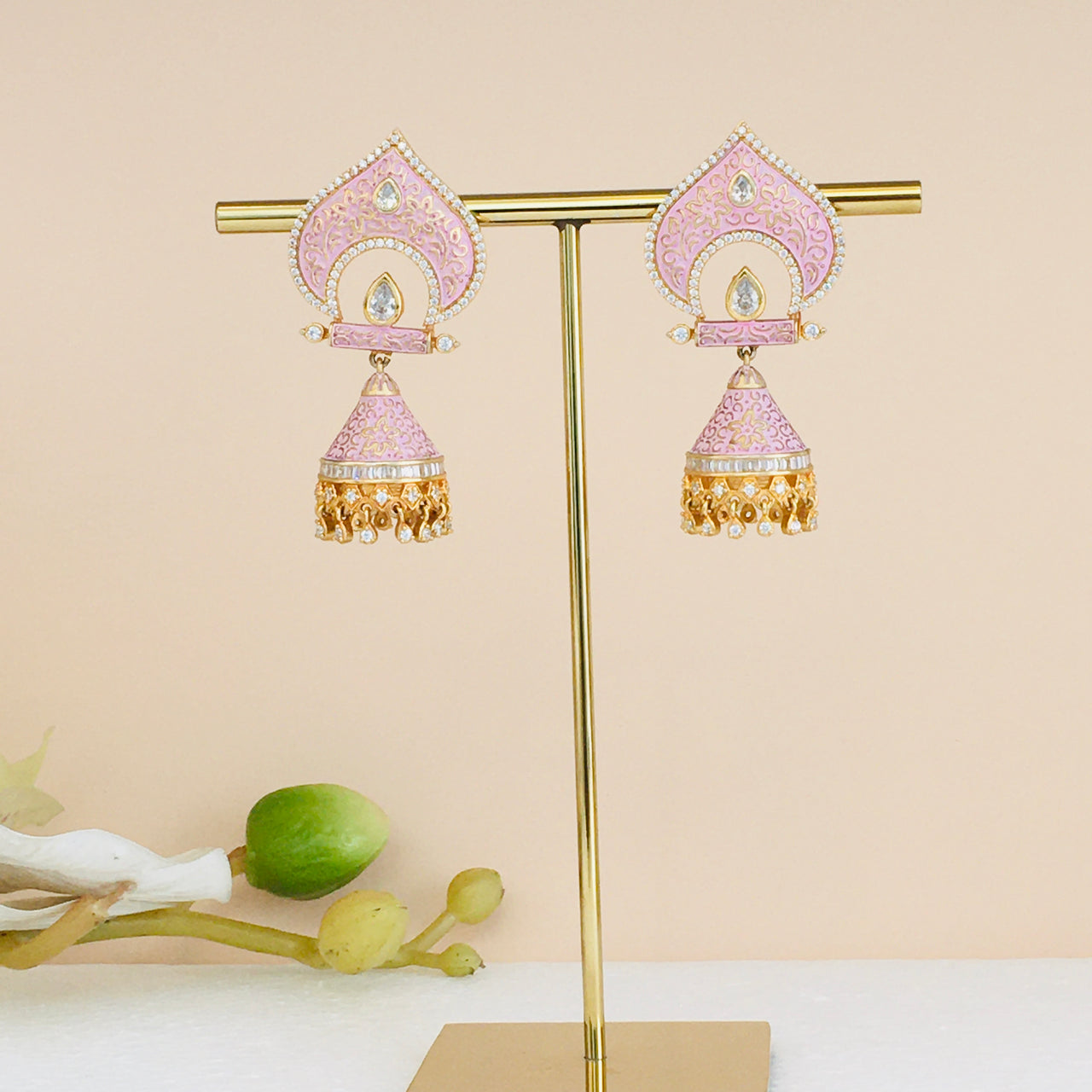 Meenakari Jhumki Earrings Zayn Luxury Jewellery