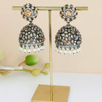 Thumbnail for Bronze Pearl Hanging Jhumki Earrings Zayn Luxury Jewellery