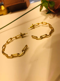 Thumbnail for Gold Lock Hoop Earrings