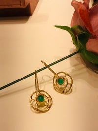 Thumbnail for Green Stone Dangler Earrings