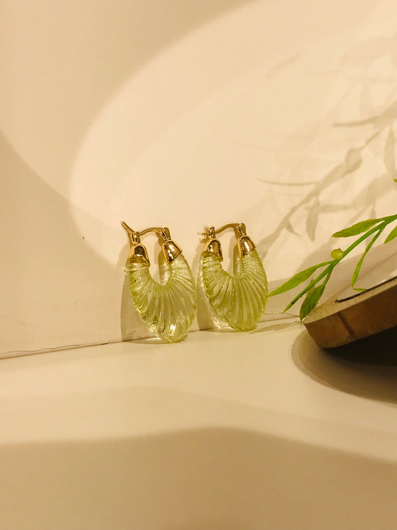 Green Crystal Hoop Earrings