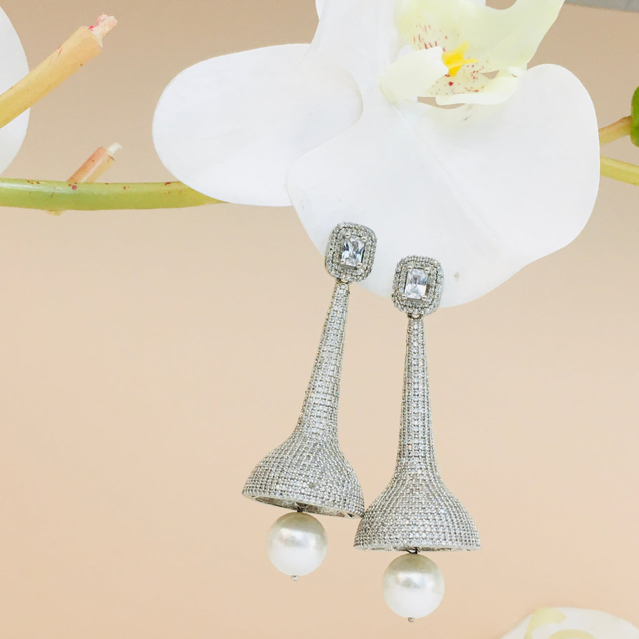 Diamond Pearl Drop Cocktail Earrings Zayn Luxury Jewellery