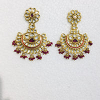 Thumbnail for Kundan Ruby Pearl Chandbali Earrings
