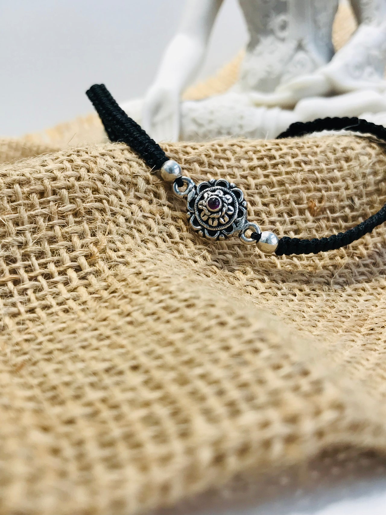 Silver Flower Stone Bracelet