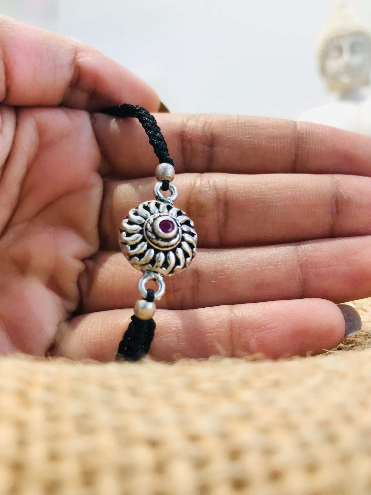 Red Stone Silver Bracelet